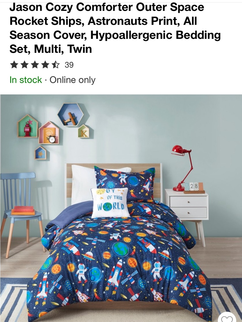Jason Cozy Outer Space Twin Comforter Set - Navy Blue